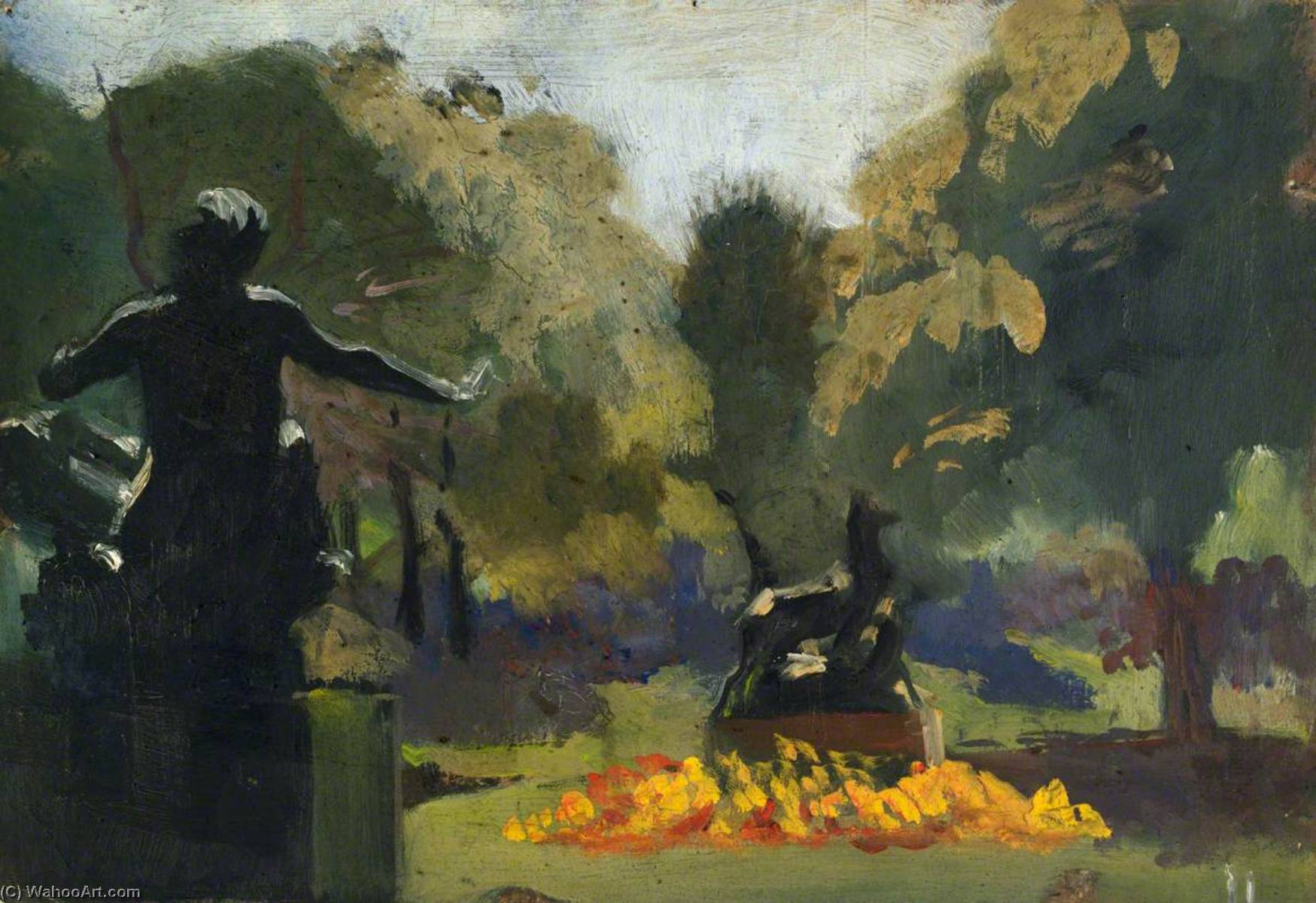 Classical Statues In A Garden — John Kelt Edwards
