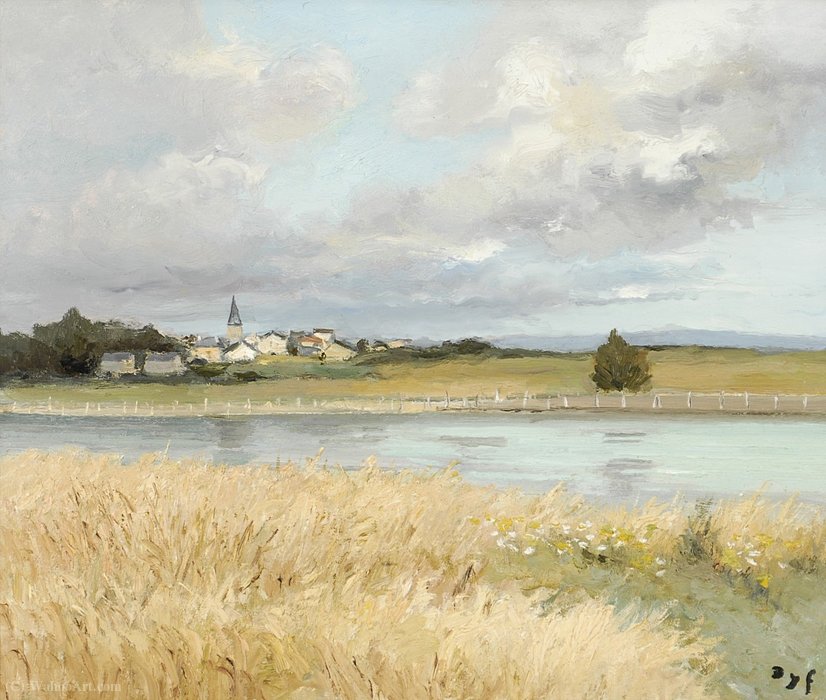 River Landscape With A Village In The Distance — マルセル・ディフ