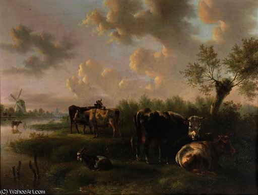 Cattle In A Polder Landscape — Albertus Verhoesen