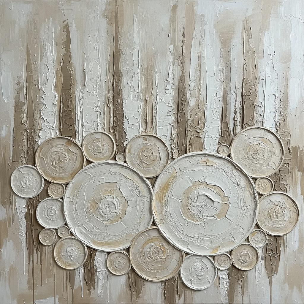 Monolithic Echoes Of Cream And Taupe In Sculptural Concentric Relief — David Moreau