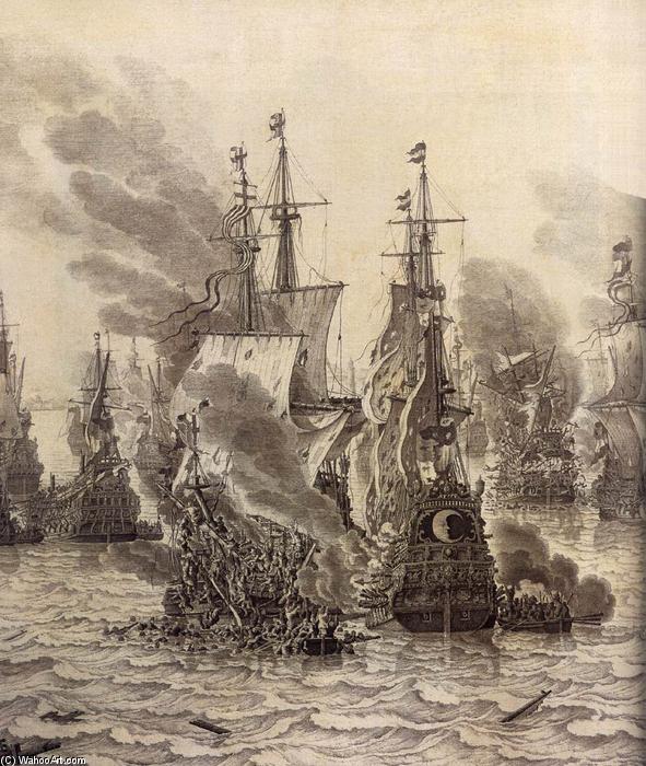 The Battle Of Livorno (detail) — Willem Van De Velde The Elder