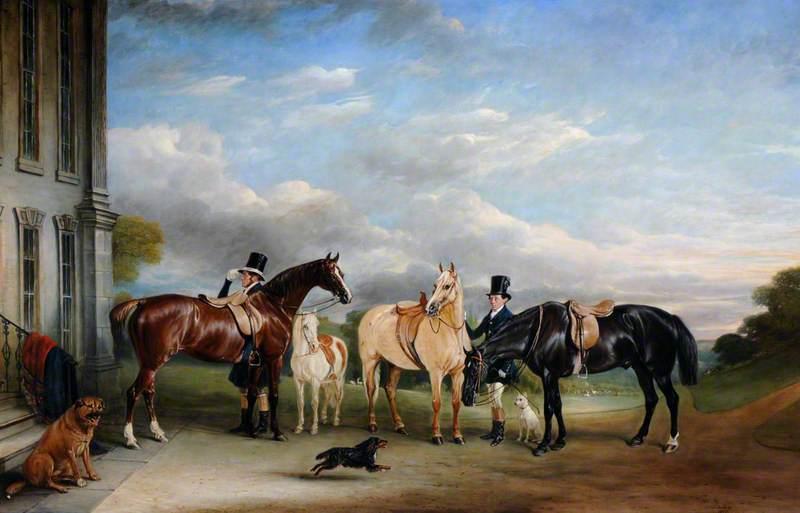 Grooms And Horses In Front Of Calke Abbey — Sr John E Ferneley