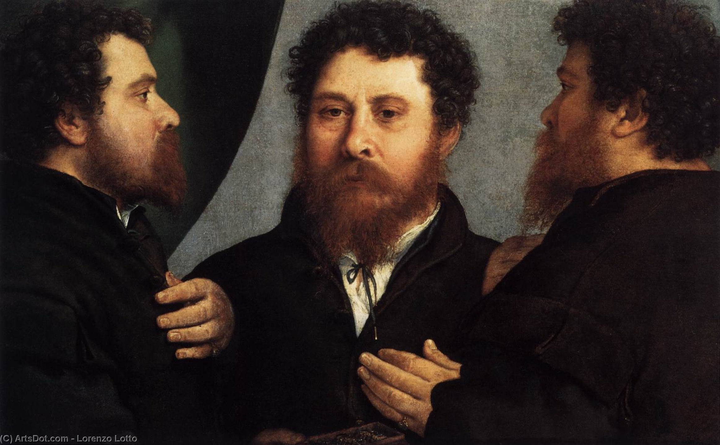 Portrait Of A Goldsmith In Three Positions — Лоренцо Лото
