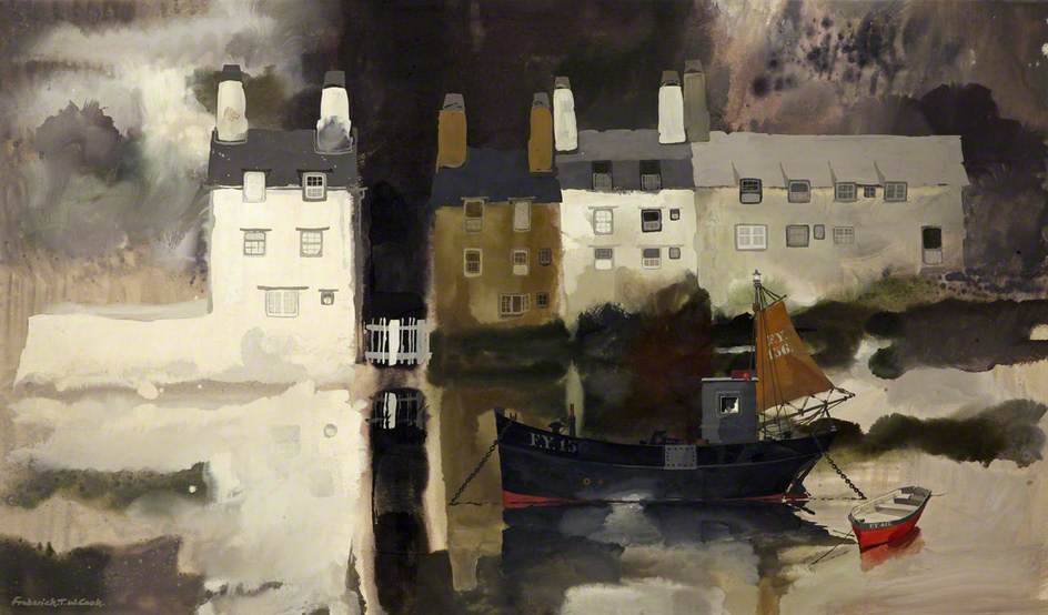 Water Front And Red Dinghy — Frederick T. W Cook