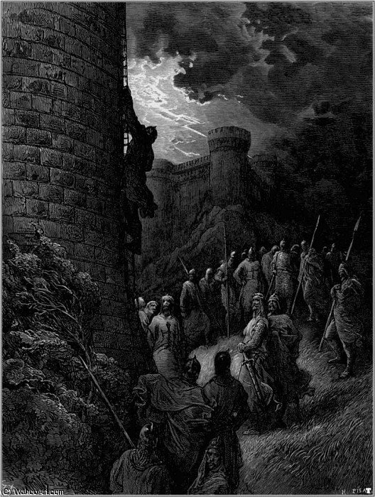 Crusades Bohemond Mounts Rampart Of Antioch — Paul Gustave Doré