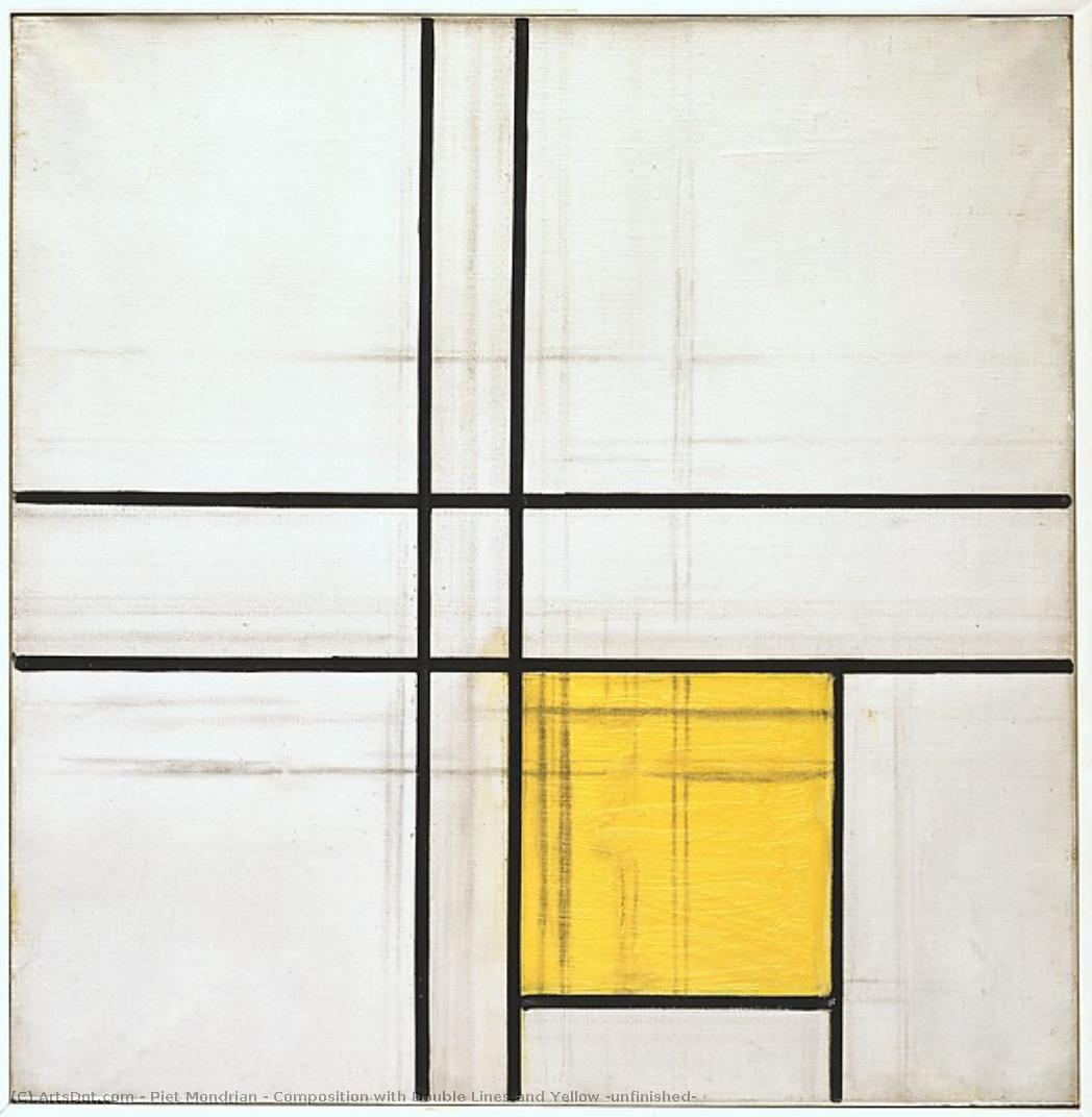 Composición Con Dobles Líneas Y Amarillo (inacabada) — Piet Mondrian