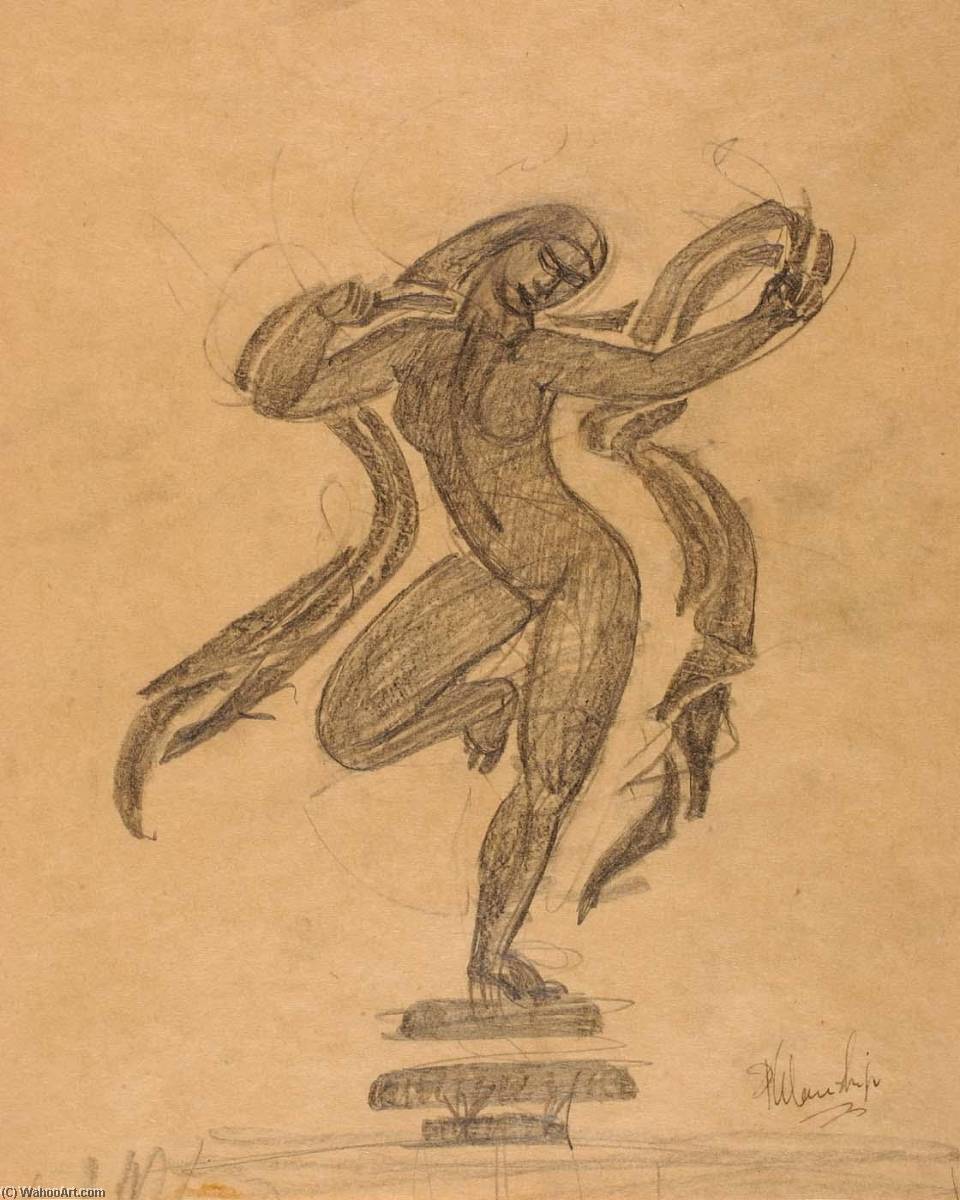 (dancing Female Nude With Flying Drapery) — Пол Мэншип