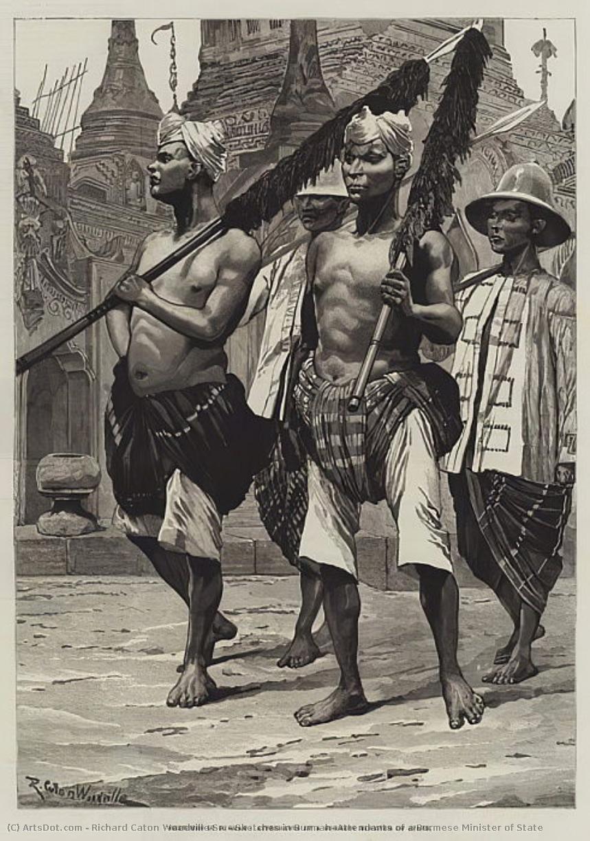 Sketches In Burmah, Attendants Of A Burmese Minister Of State — Richard Caton Woodville