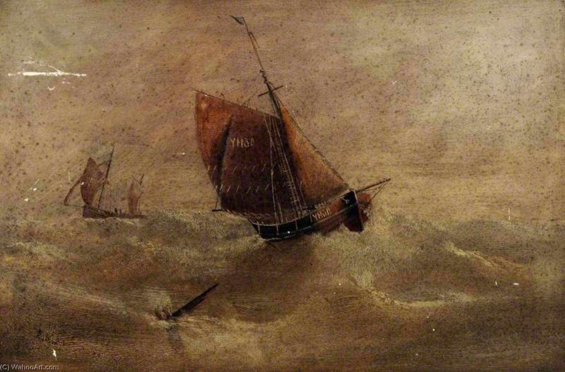 Fishing Smacks In A Storm — Edward King Redmore
