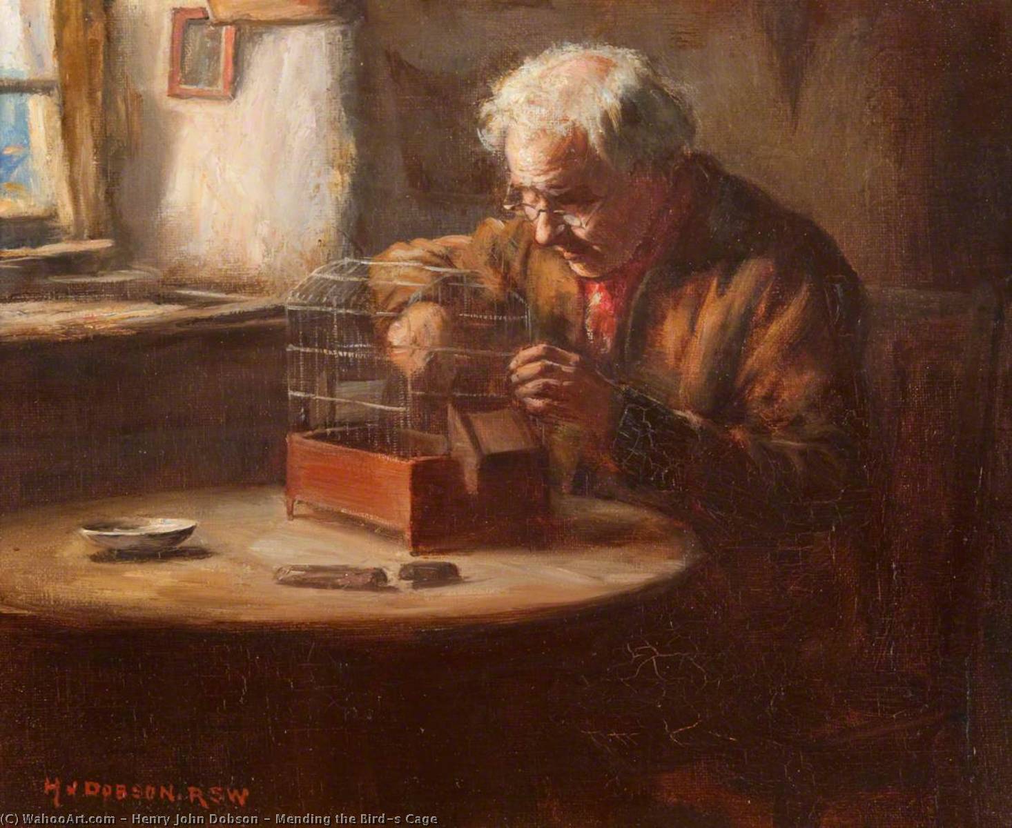Mending The Bird's Cage — Henry John Dobson