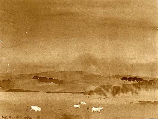 Ploughing, Campania, Rome, (painting) — Arthur B. Davies