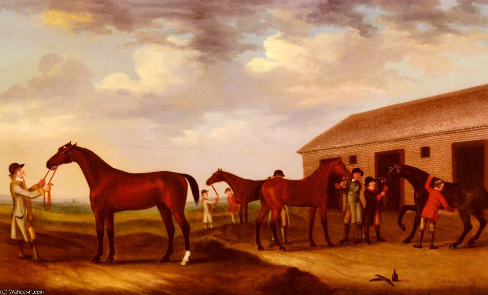 Four Racehorses Outside The Rubbing Down House Newmarket — Francis Sartorius Ii (john Francis Sartorius)
