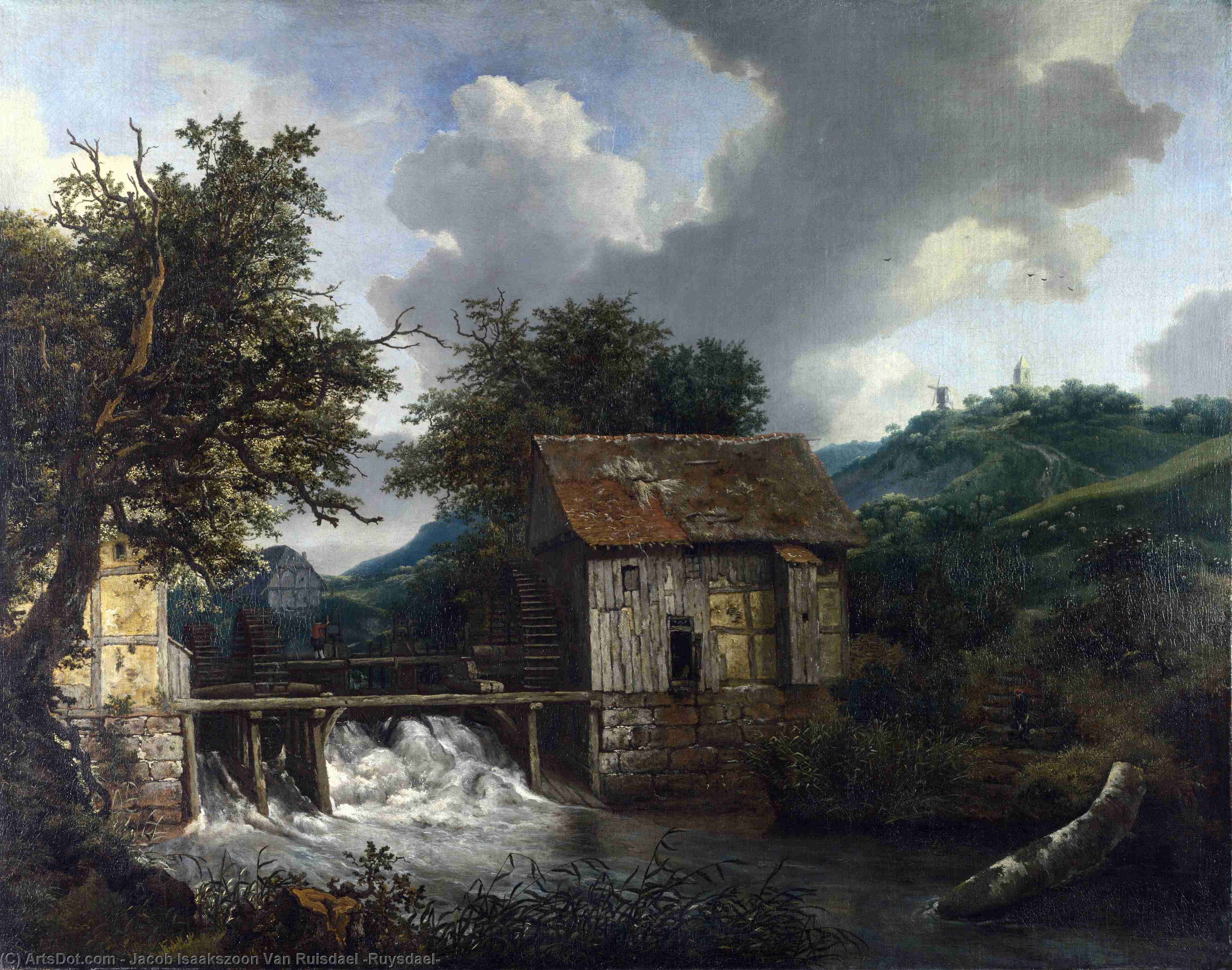 Two Watermills And An Open Sluice At Singraven — Jacob Van Ruisdael