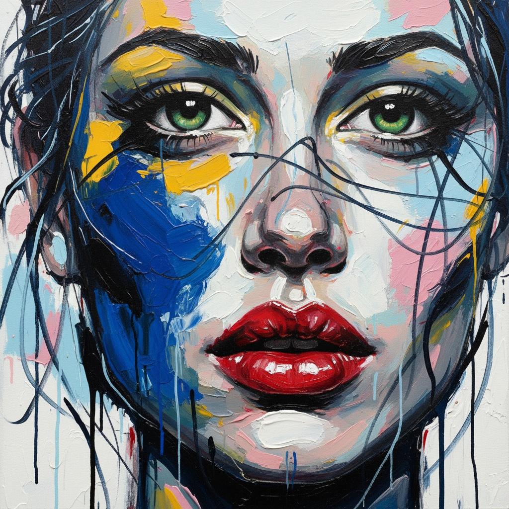 Fragmented Visage In Ultramarine And Gold: A Singular Study Of Spontaneous Chaos — Christian Noiret
