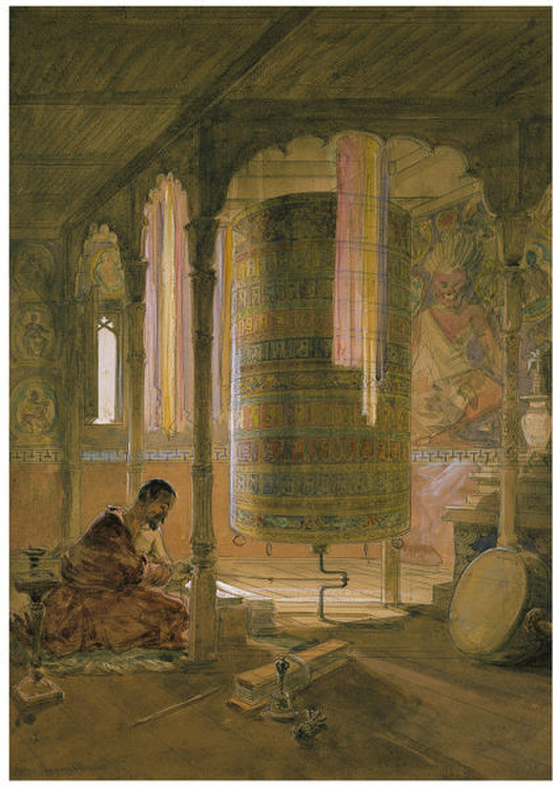 Lama In A Monastery Working The Prayer Wheels — Кримский Симпсон