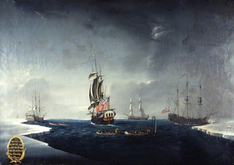 The Whaling Fleet Of Sir Samuel Standidge Depicting The Ships 'mary', 'samuel', 'lady Jane' And 'grenland' — Robert Willoughby