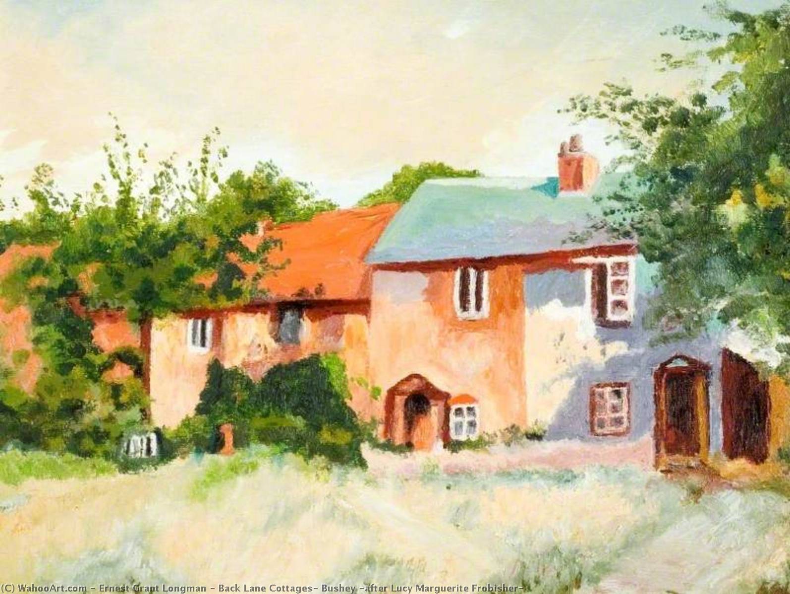 Back Lane Cottages, Bushey (after Lucy Marguerite Frobisher) — Ernest Grant Longman