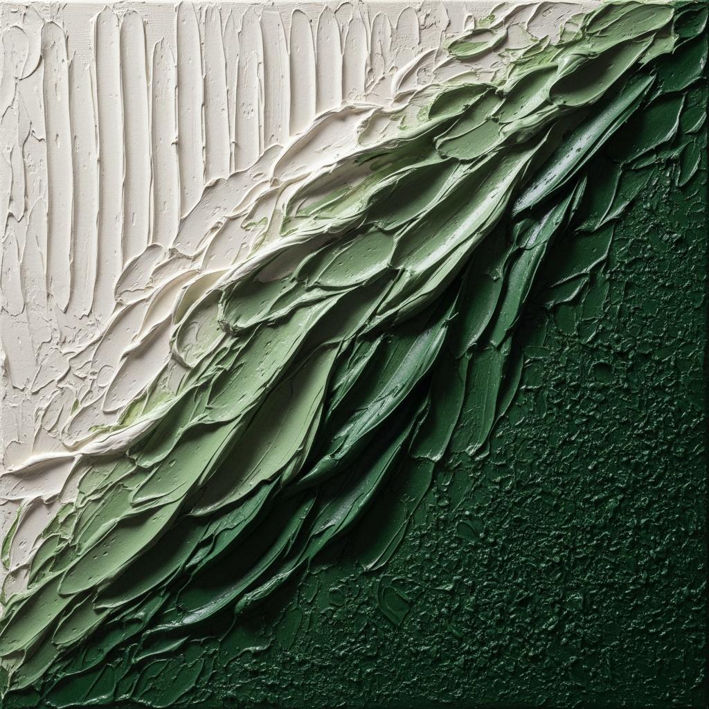 Ethereal Tides Of Forest Moss In Sculptural Impasto Relief — David Moreau
