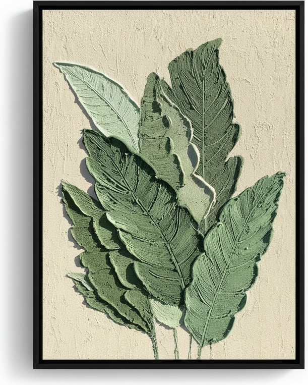 Hand-painted Tropical Leaf Canvas Art – Textured European Style