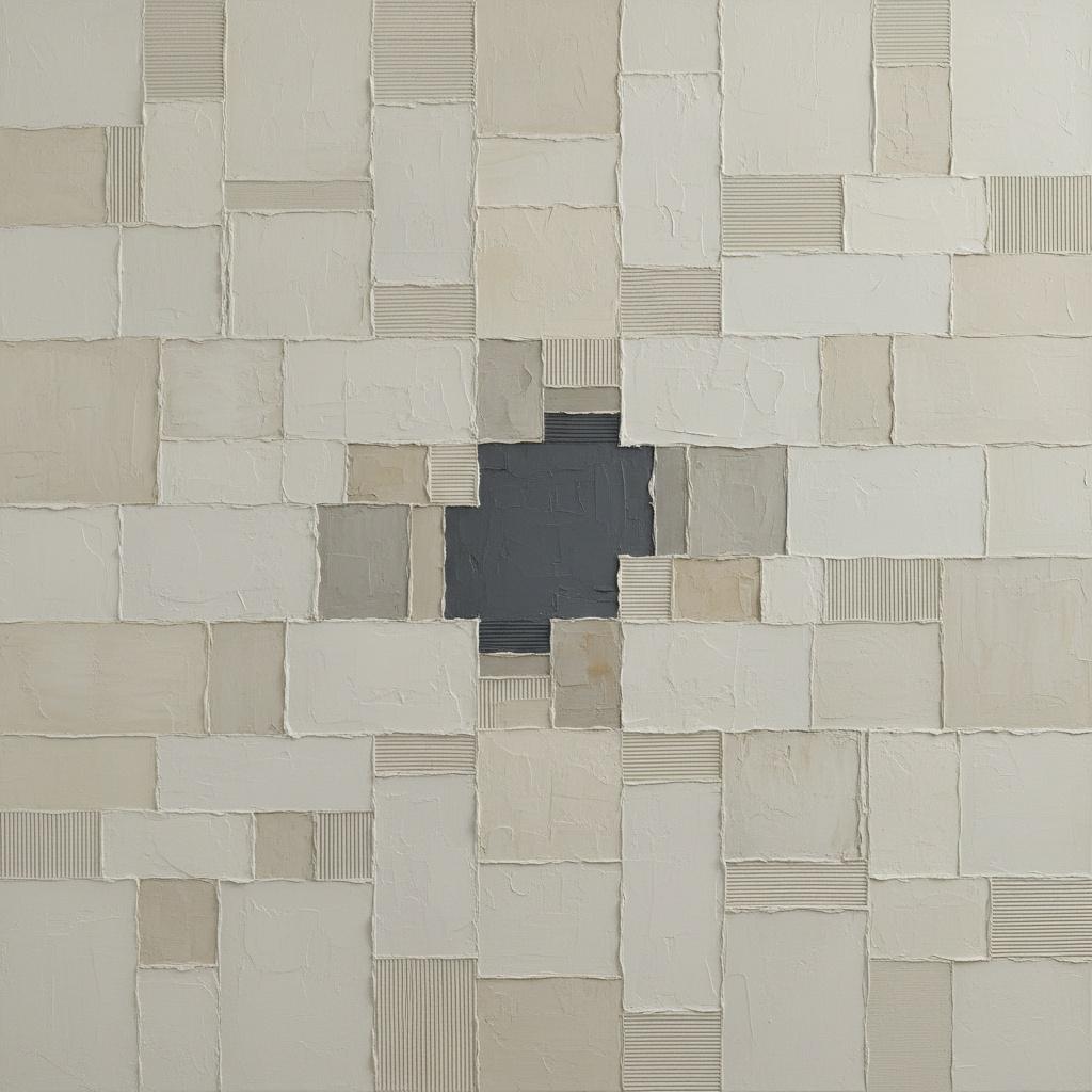Monolithic Silence: A Meditative Mosaic Of Textured Neutrals And Central Void — David Moreau