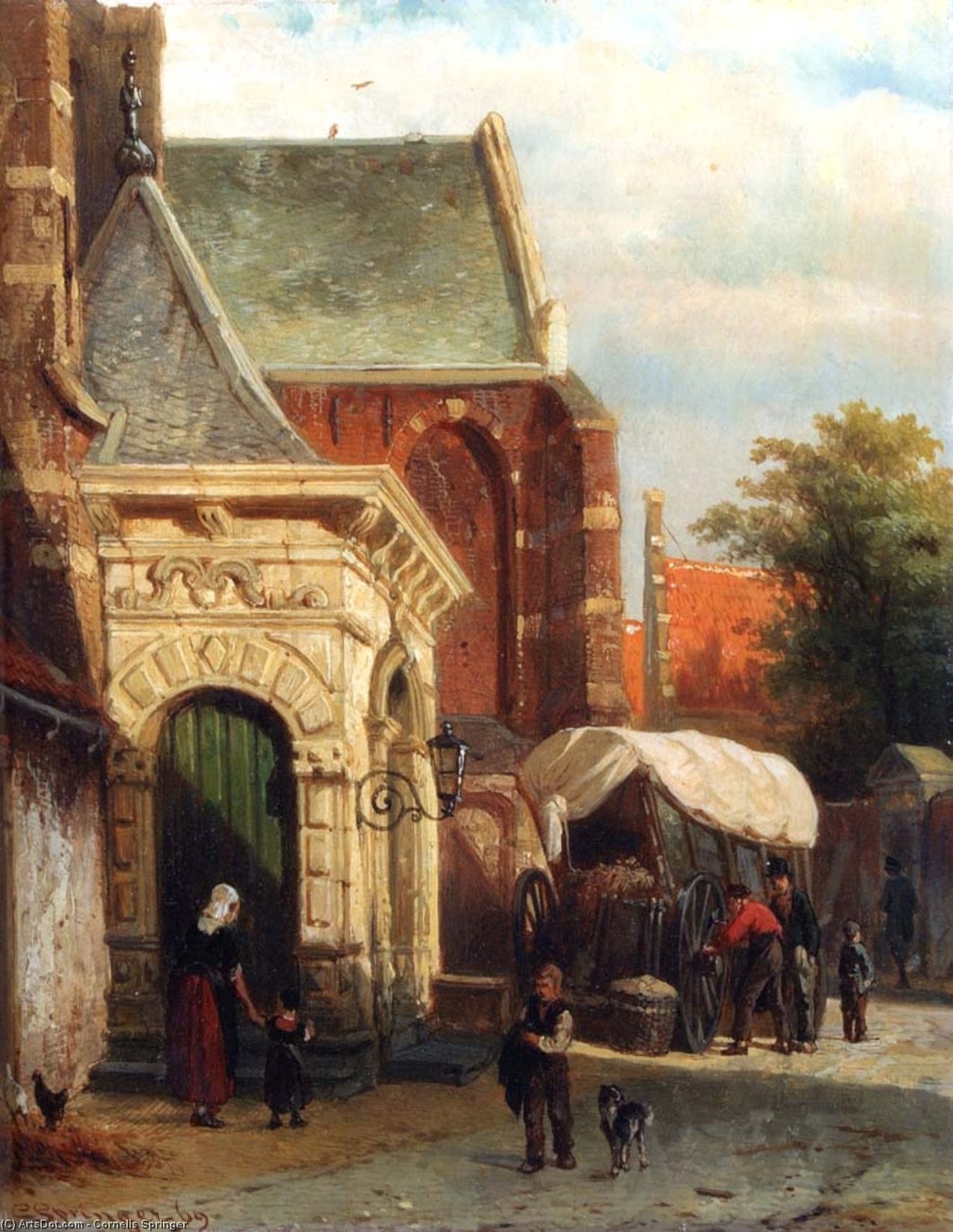 A View Of The South Entrance Of The St. Pancras Church, Enkhuizen — Cornelis Springer