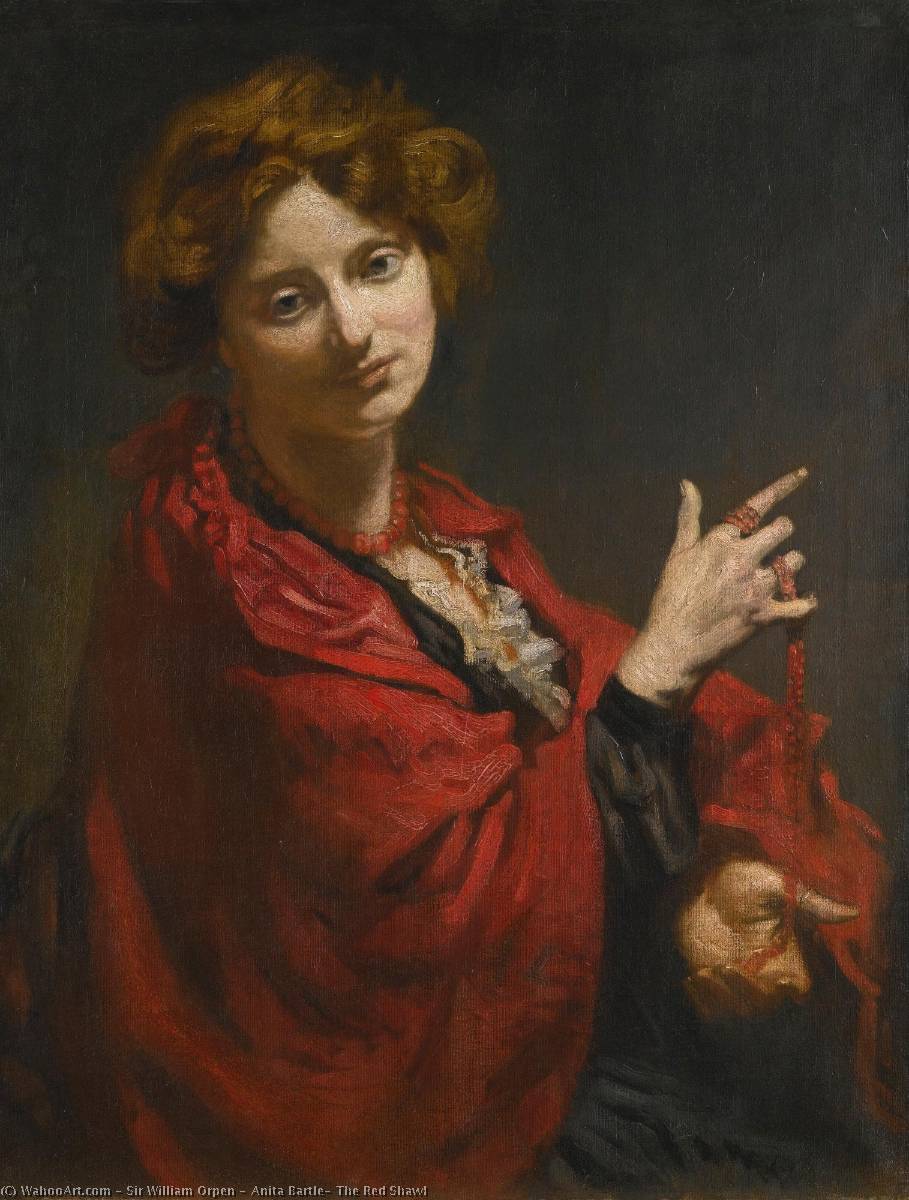Anita Bartle, The Red Shawl — Sir William Newenham Montague Orpen