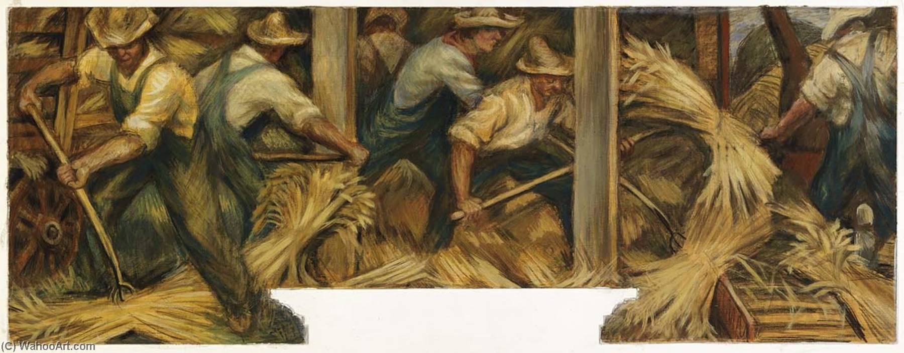 Threshing Barley (mural Study, Chilton, Wisconsin Post Office) — Charles Winstanley Thwaites