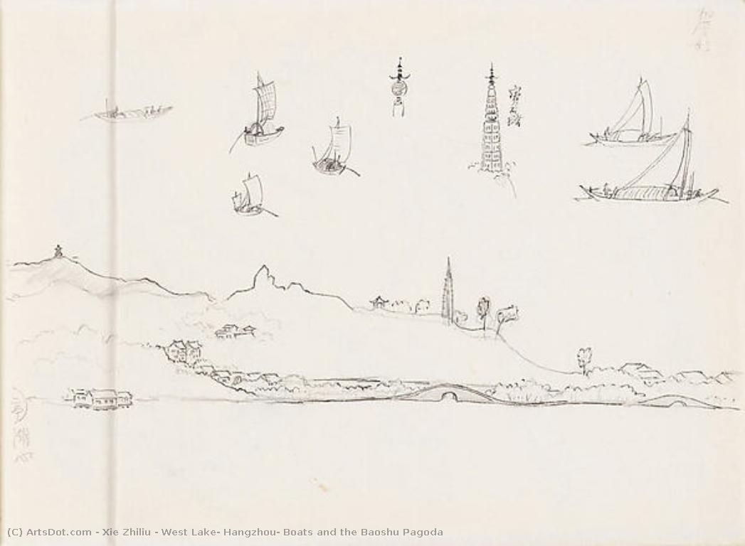 West Lake, Hangzhou: Boats And The Baoshu Pagoda — Xie Zhiliu