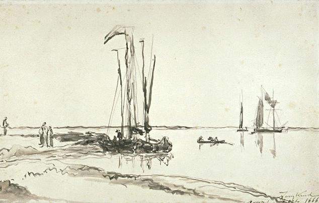 Boats At The Mouth Of The Scheldt — Johan Barthold Jongkind