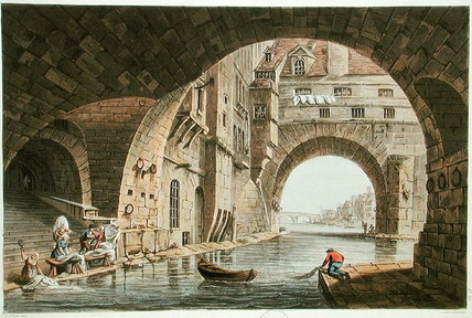 The Washing Place Of The Hotel-dieu And The Pont — John Claude Nattes