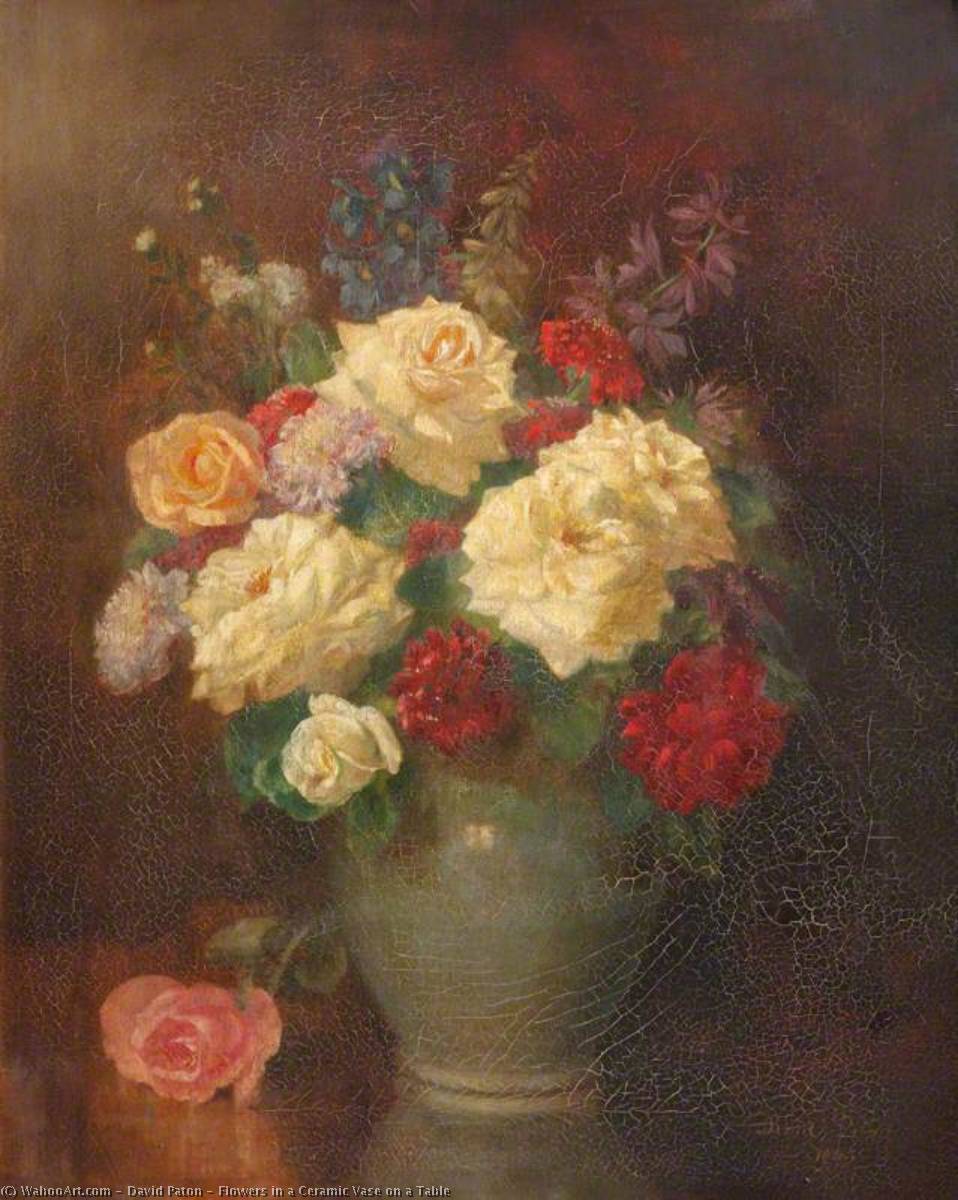 Flowers In A Ceramic Vase On A Table — David Paton