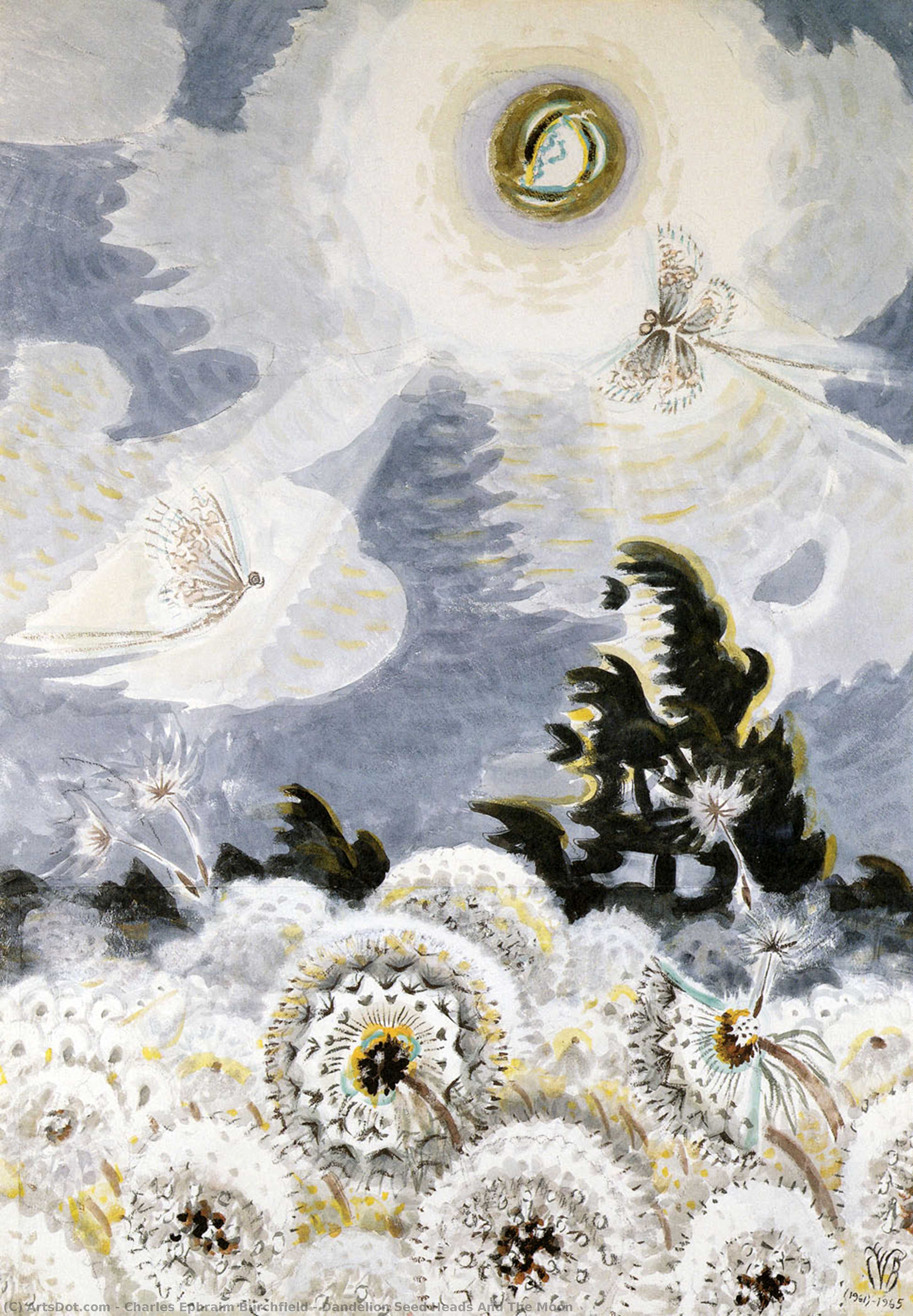 Dandelion Seed Heads And The Moon — Charles Burchfield