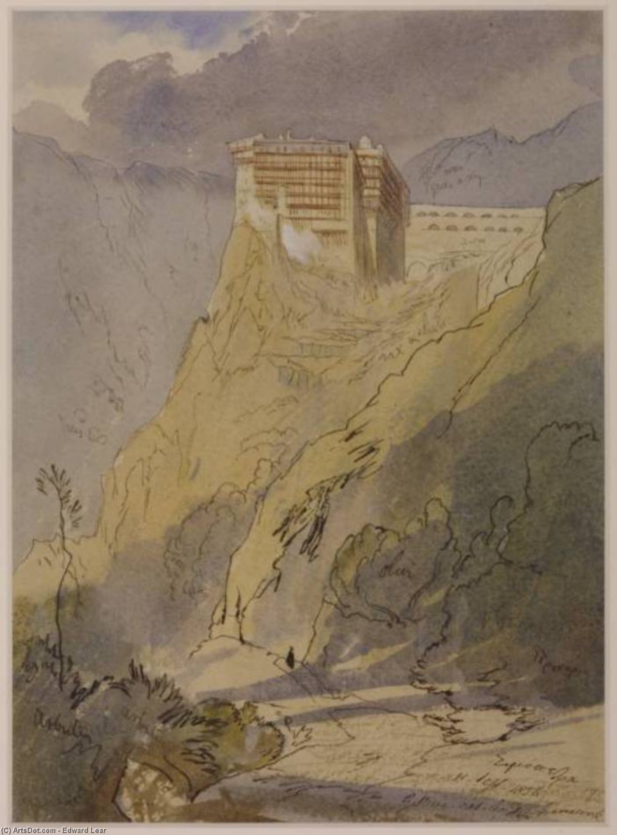 The Monastery Of Simopetra On Mount Athos — Edward Lear