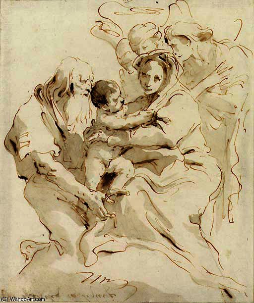 The Holy Family With Three Angels — Giambattista Tiepolo