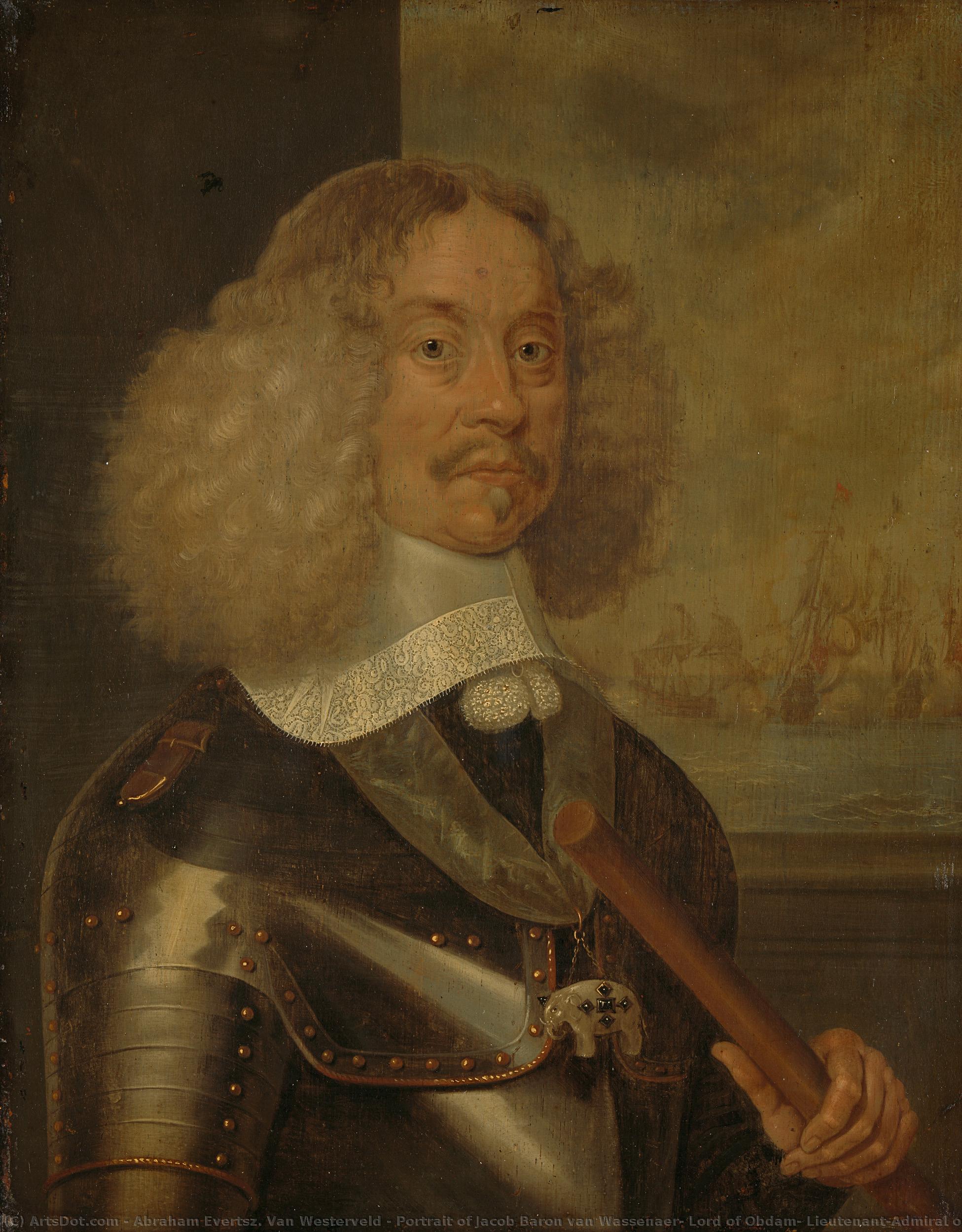 Portrait Of Jacob Baron Van Wassenaer, Lord Of Obdam, Lieutenant-admiral Of Holland And West-friesland, Abraham Evertsz. Van Westerveld, 1640 - 1665 — Abraham Van Westerveld, Abraham Evertsz. Van Westerveldt, Abraham Van Westerfeldt