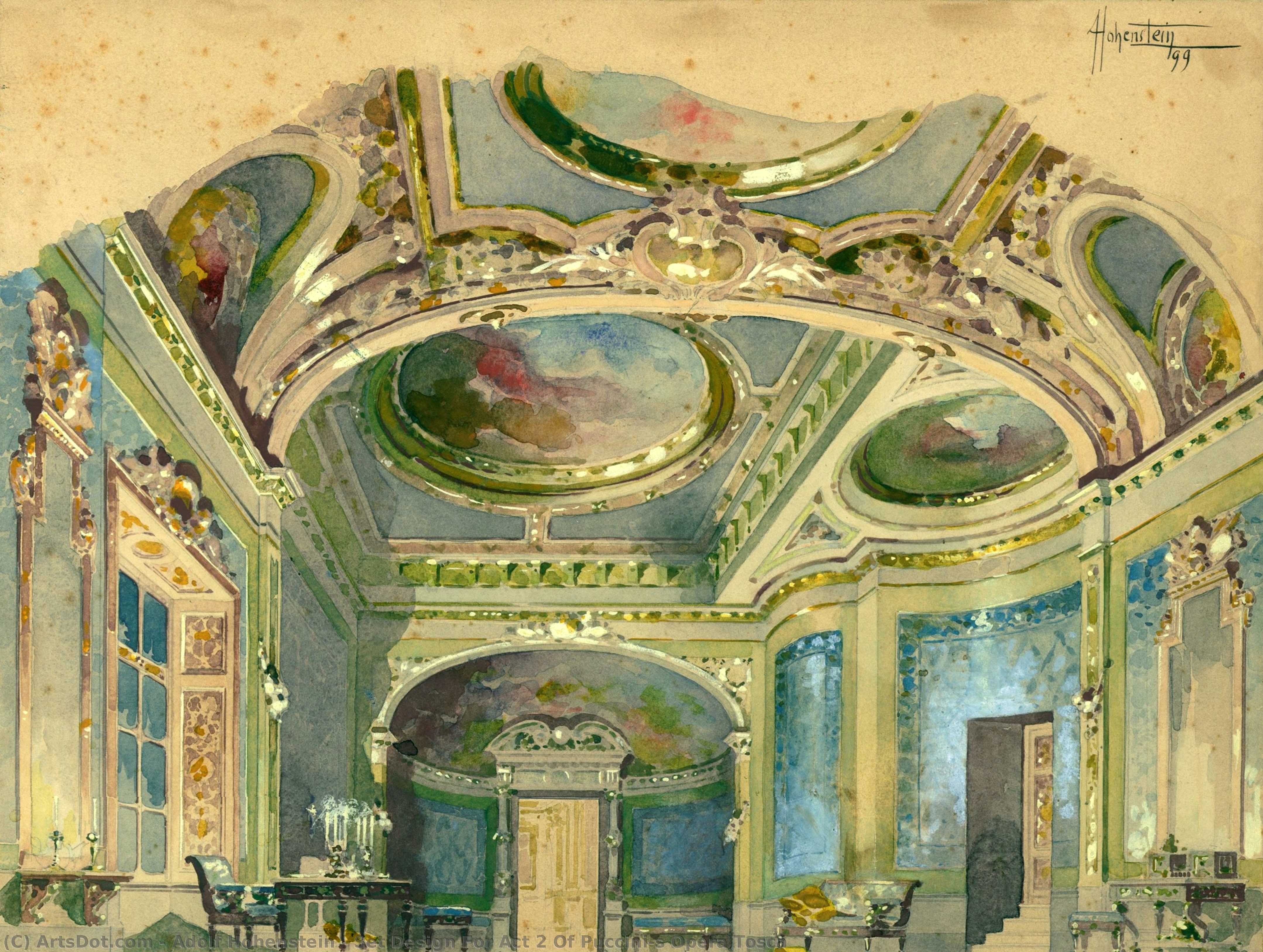 Set Design For Act 2 Of Puccini's Opera Tosca — Adolf Hohenstein