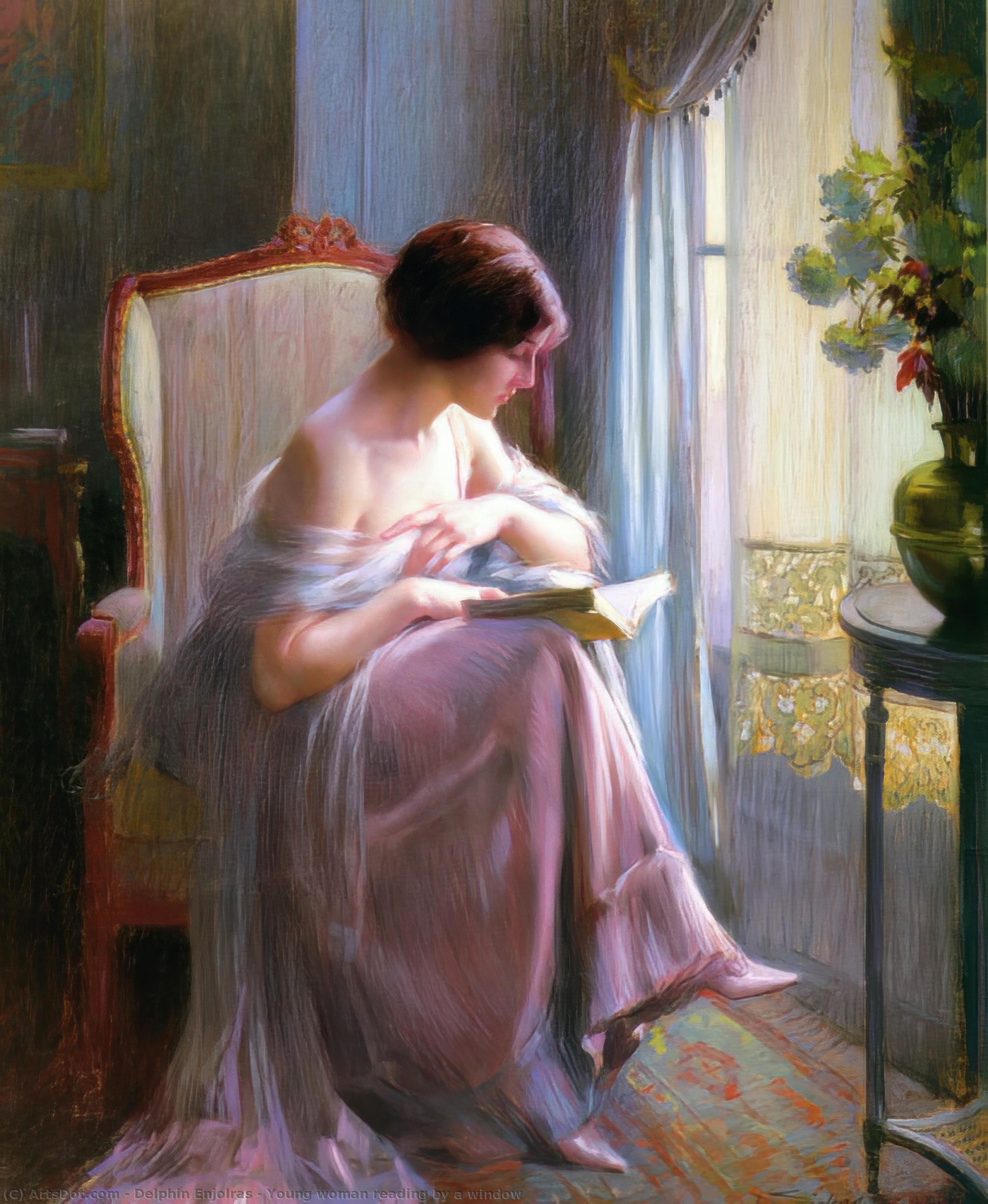 Young Woman Reading By A Window — Delphin Enjolras