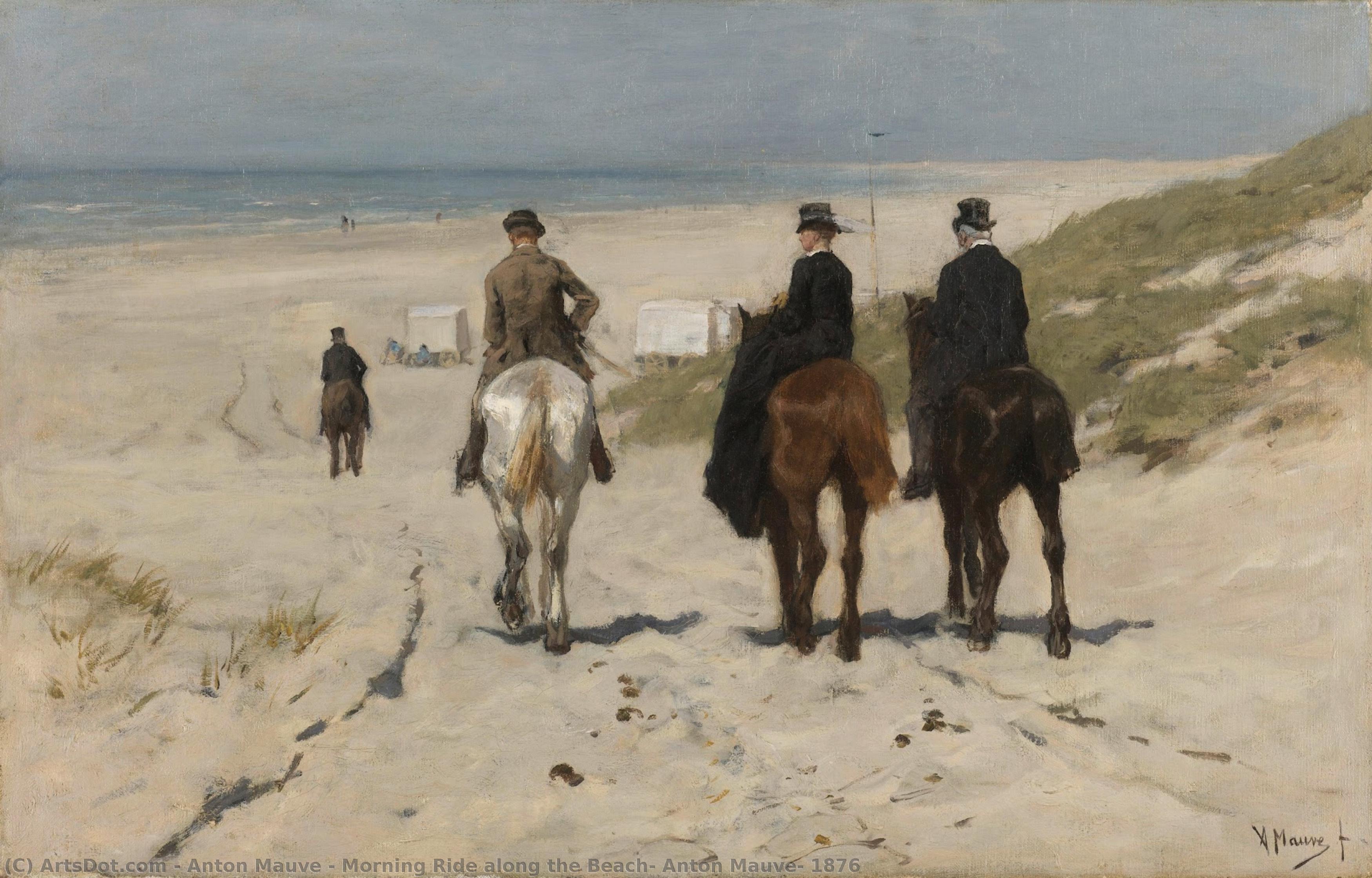Morning Ride Along The Beach, Anton Mauve, 1876 — Anton Mauve