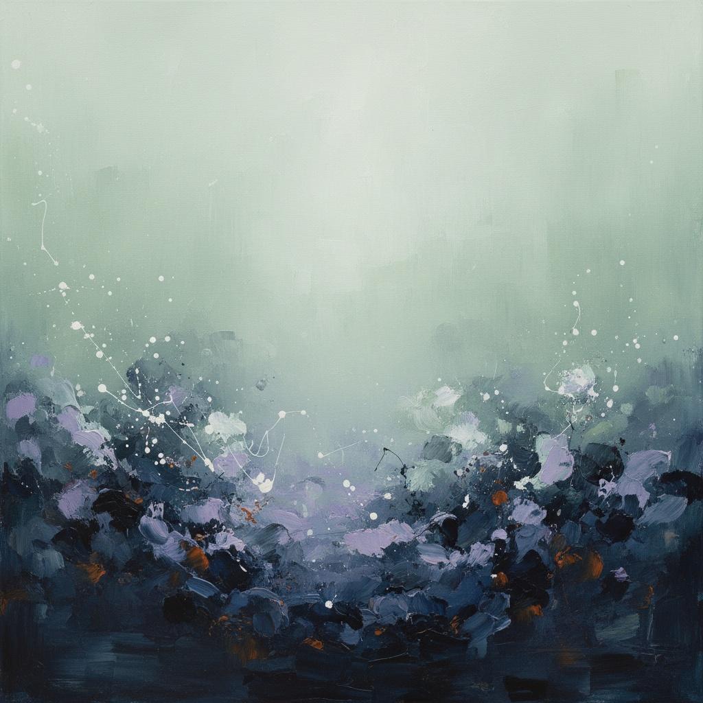 Ethereal Sage Horizons Over Deep Indigo Shadows In A Singular Masterpiece — Christian Noiret
