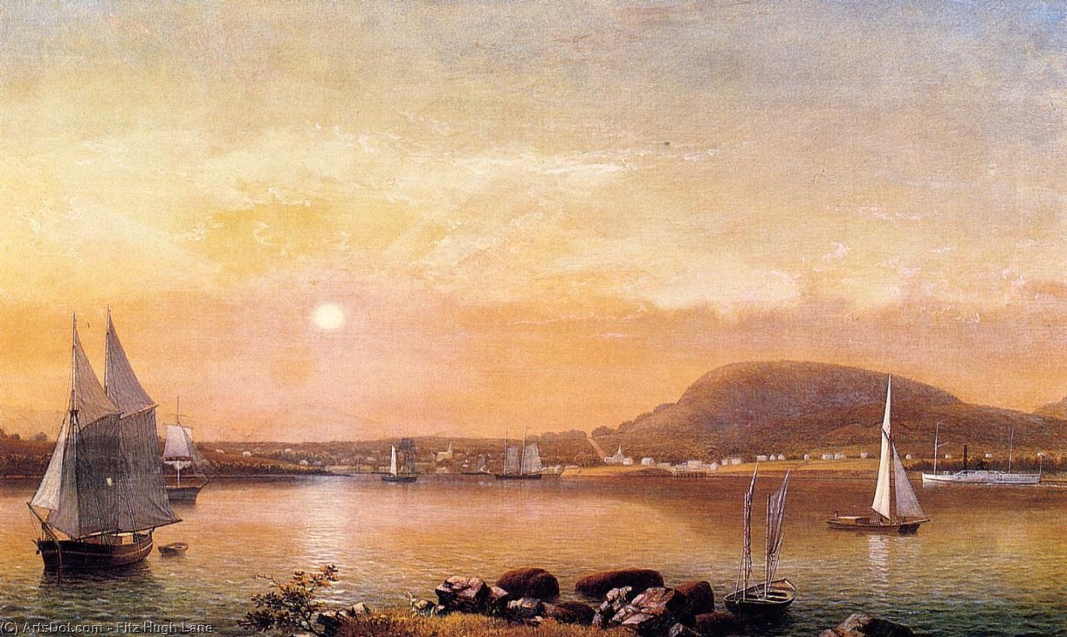 Camden Mountains And Harbor From The North Point Of Negro Island — Fitz Henry Lane