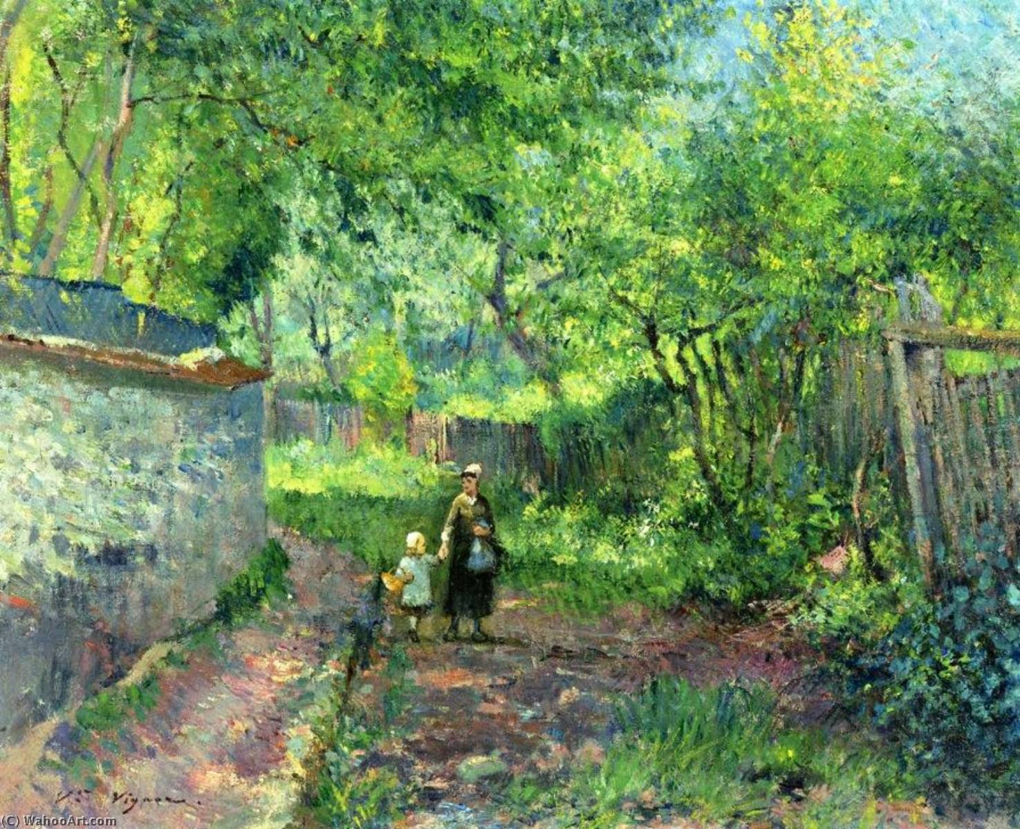 Mother And Child Taking A Walk — Victor Vignon