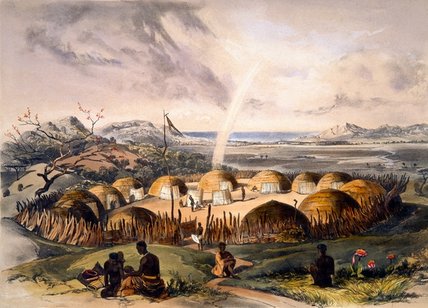 Zulu Kraal Near Umlazi In Natal — George French Angas