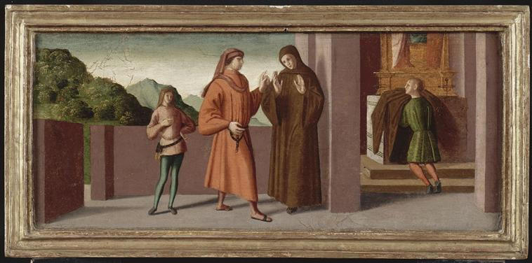 Saint Jean Gualbert Prend L'habit Monastique Malgre La Volonte De Son Pere — Marco Palmezzano