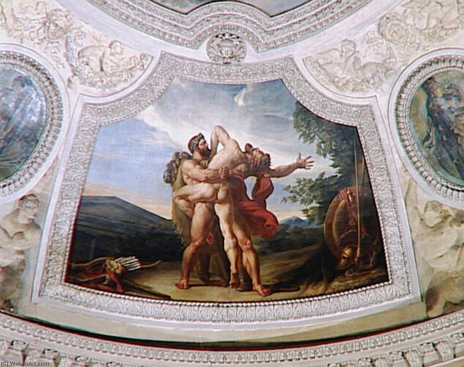 La Terre.combat D'hercule Et D'antee — Couder Auguste