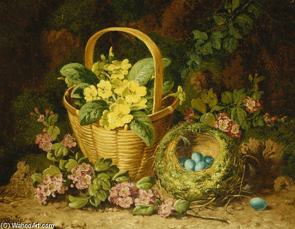 Primroses In A Basket — Charles Thomas Bale
