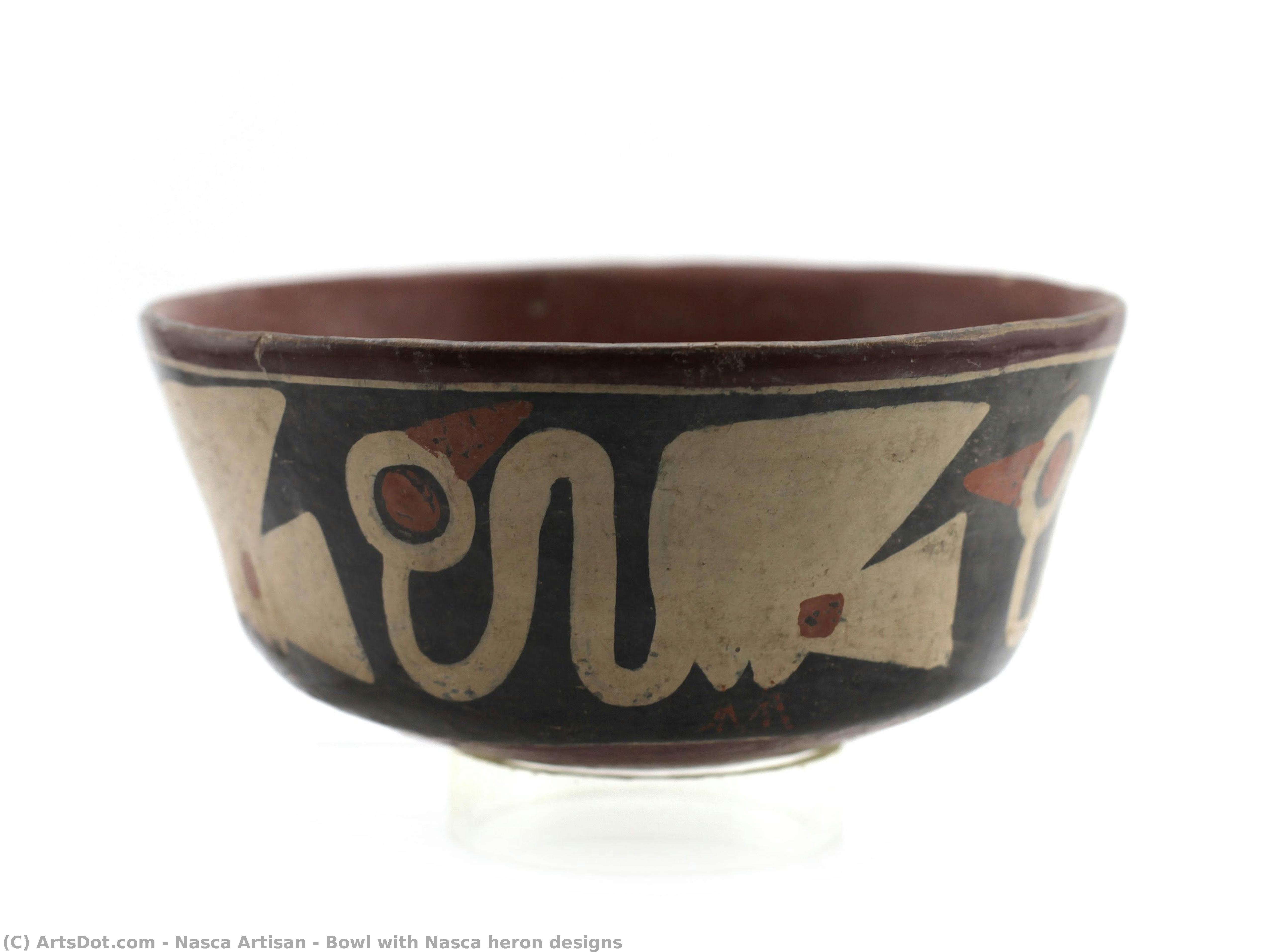 Bowl With Nasca Heron Designs — Nasca Artisan