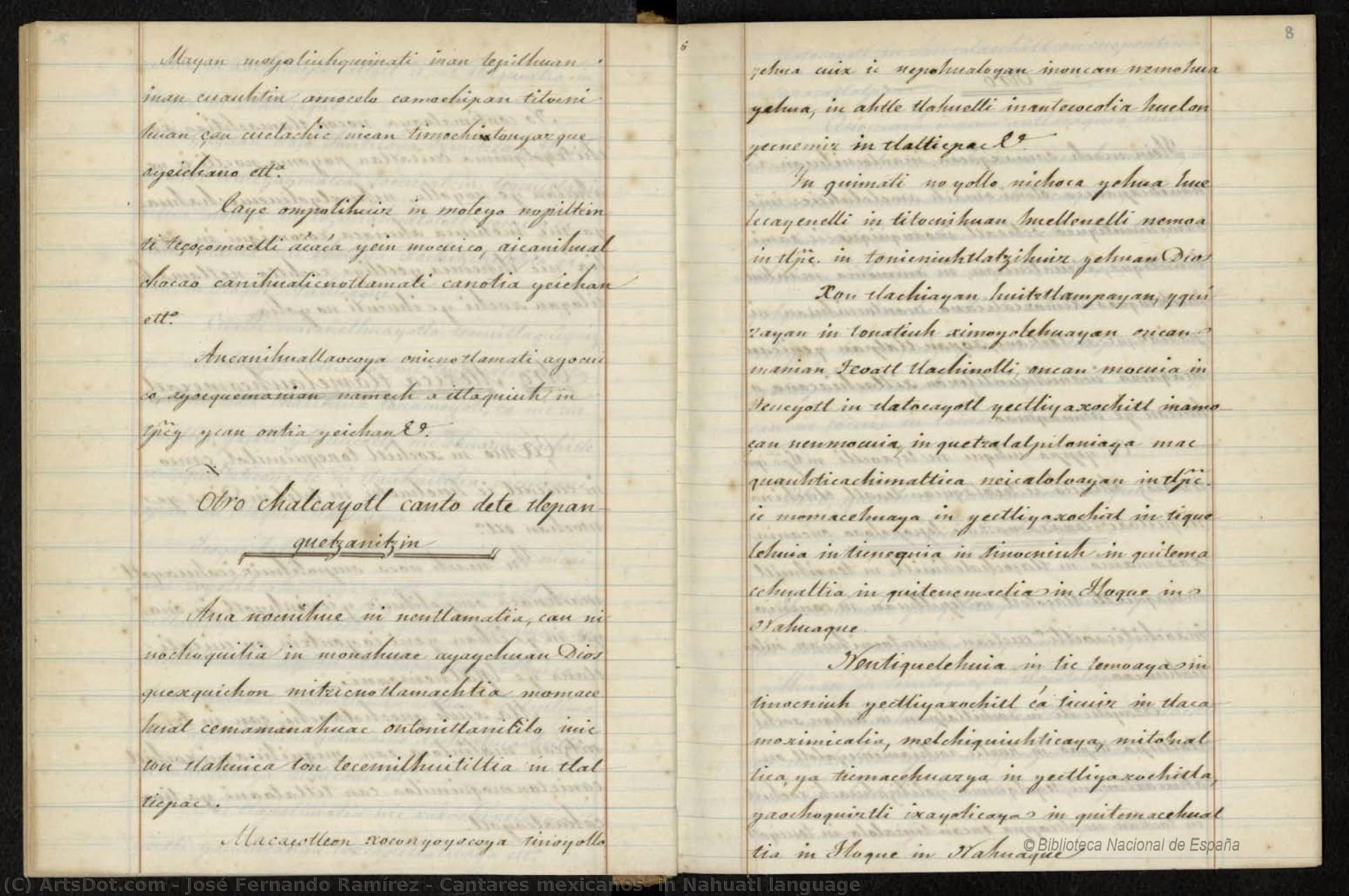Cantares Mexicanos, In Nahuatl Language — José Fernando Ramírez