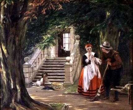 The Flirtation Outside The Master's House — John Callcott Horsley