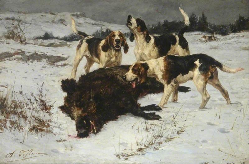 Hounds With A Boar — Charles Olivier De Penne