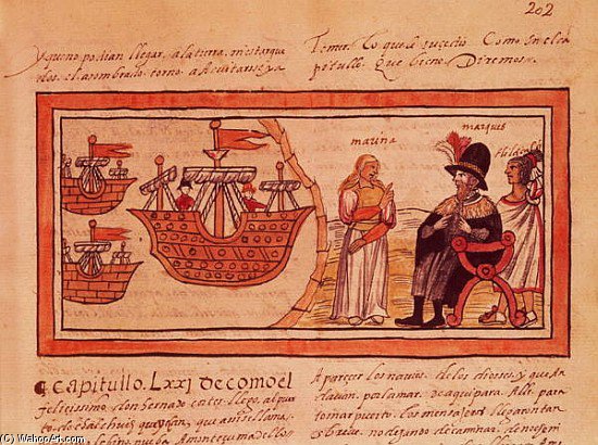The Indian Princess Malinche Or Dona Marina, Mistress Of Hernando Cortes Interpreting Fo — Diego Homem